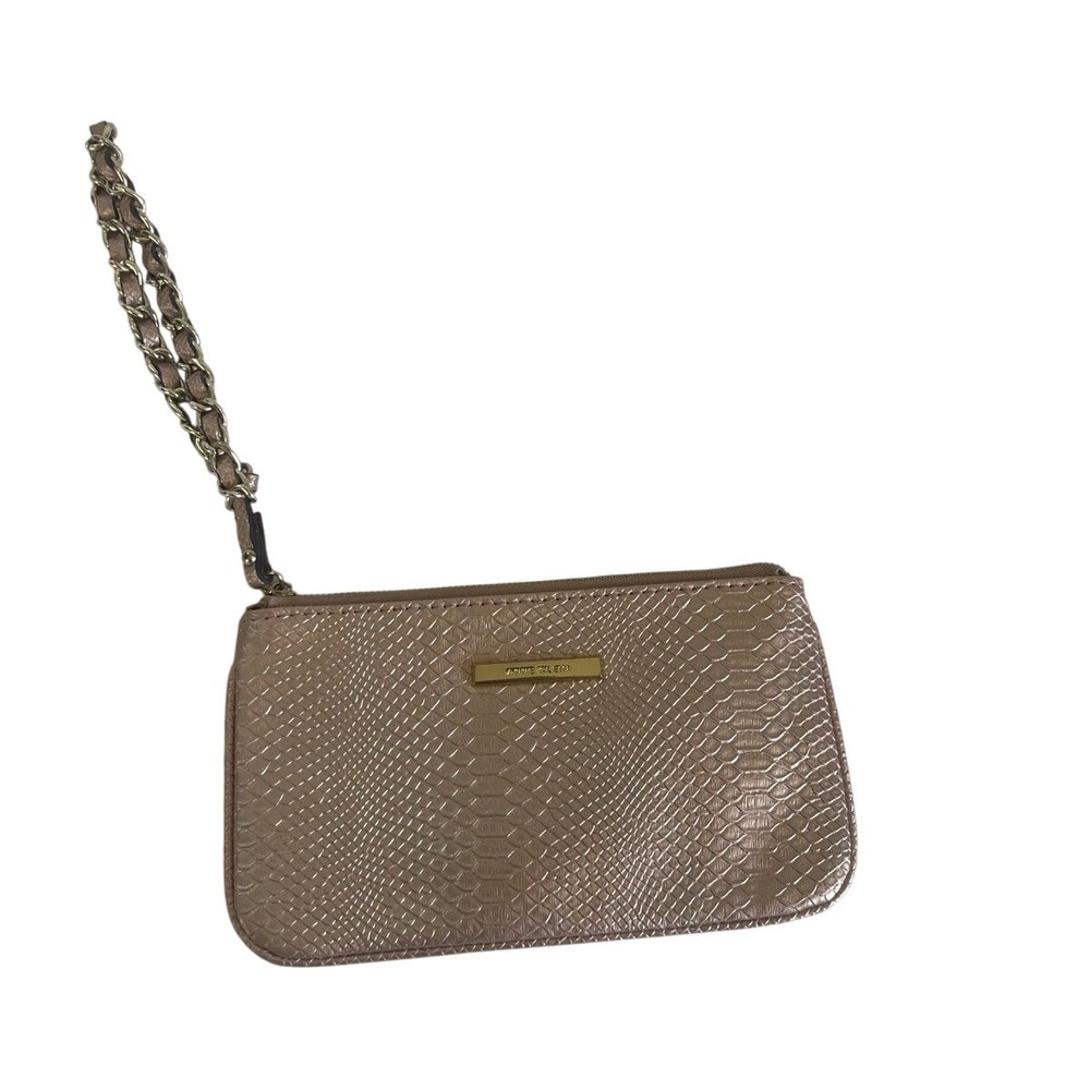 Anne Klein Snake Embossed Wristlet Pouch Rose Gold Chain Strap Card‎ Holder